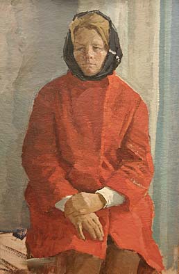 Frau in rotem Mantel.1968